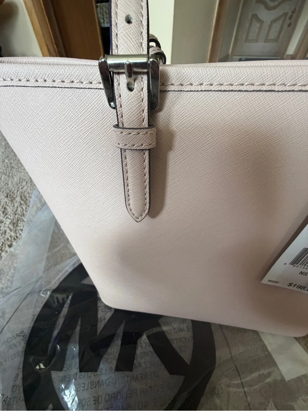 NWT Michael Kors Blush Saffiano Leather Tote with MK Charm